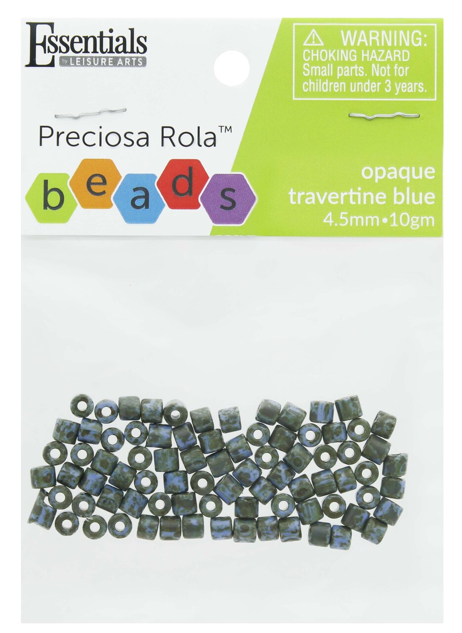 Essentials By Leisure Arts Arts Czech Rola Bead 4.5mm 10gm Op Travertine Blue
